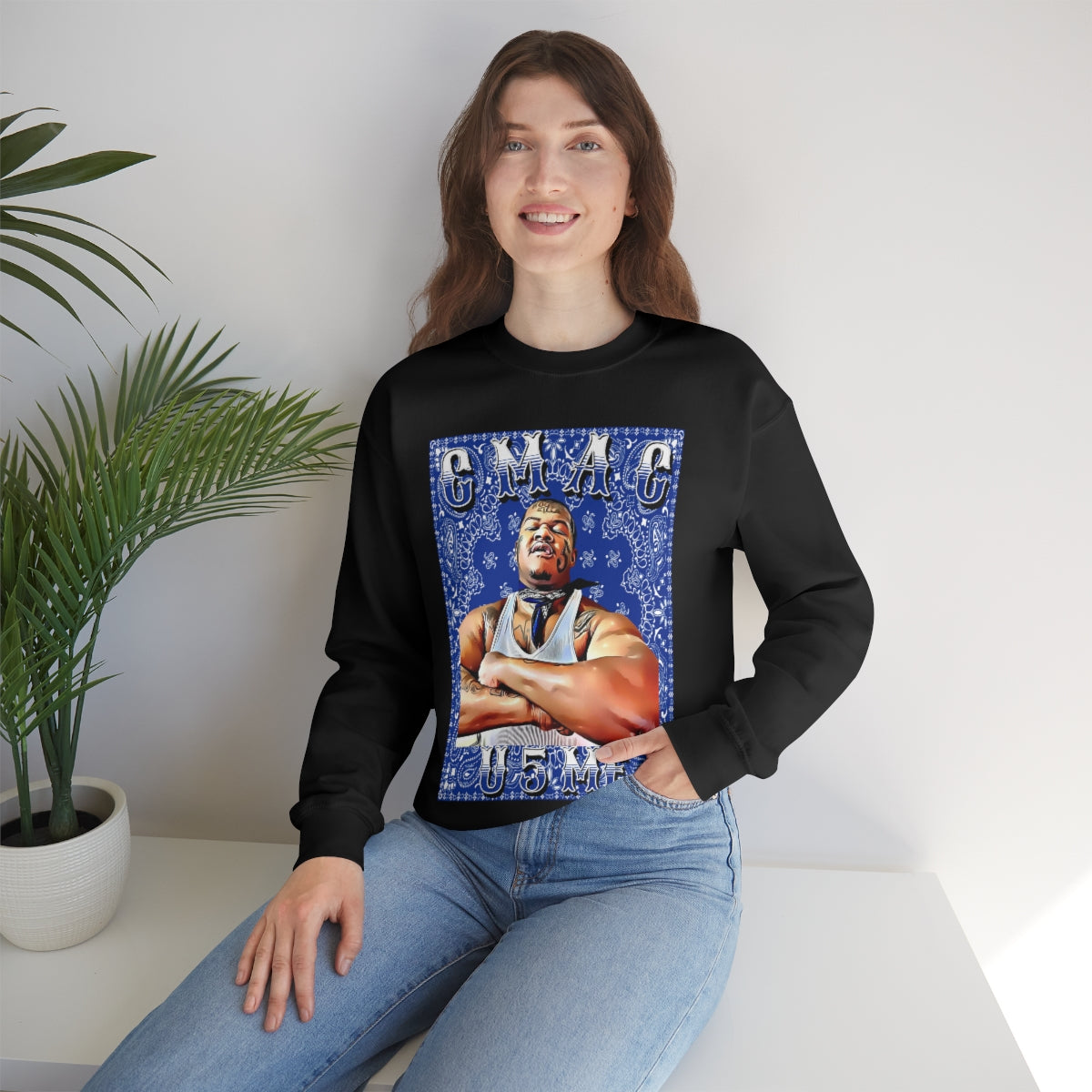 C Mac U 5 Me Crip Mac C Mac Da Loc 55 Crip Heavy Blend Crewneck Sweatshirt