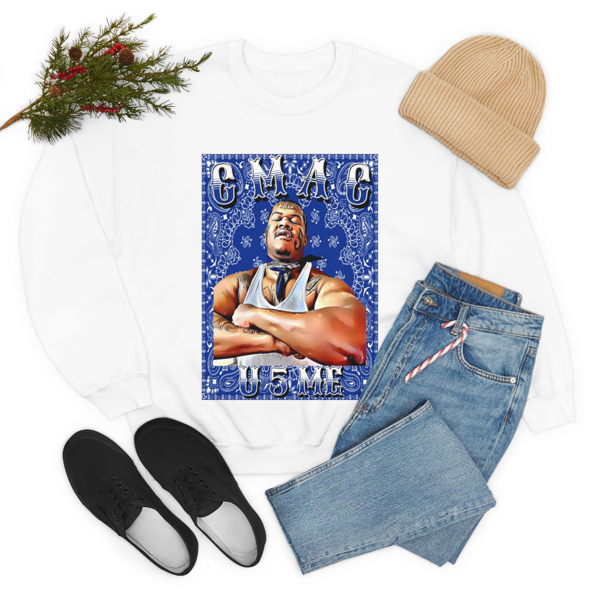 C Mac U 5 Me Crip Mac C Mac Da Loc 55 Crip Heavy Blend Crewneck Sweatshirt