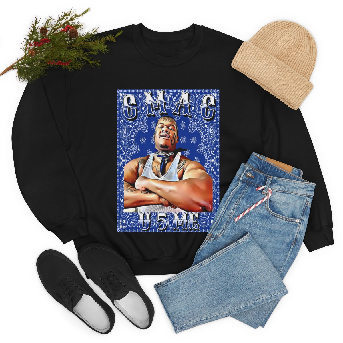 C Mac U 5 Me Crip Mac C Mac Da Loc 55 Crip Heavy Blend Crewneck Sweatshirt