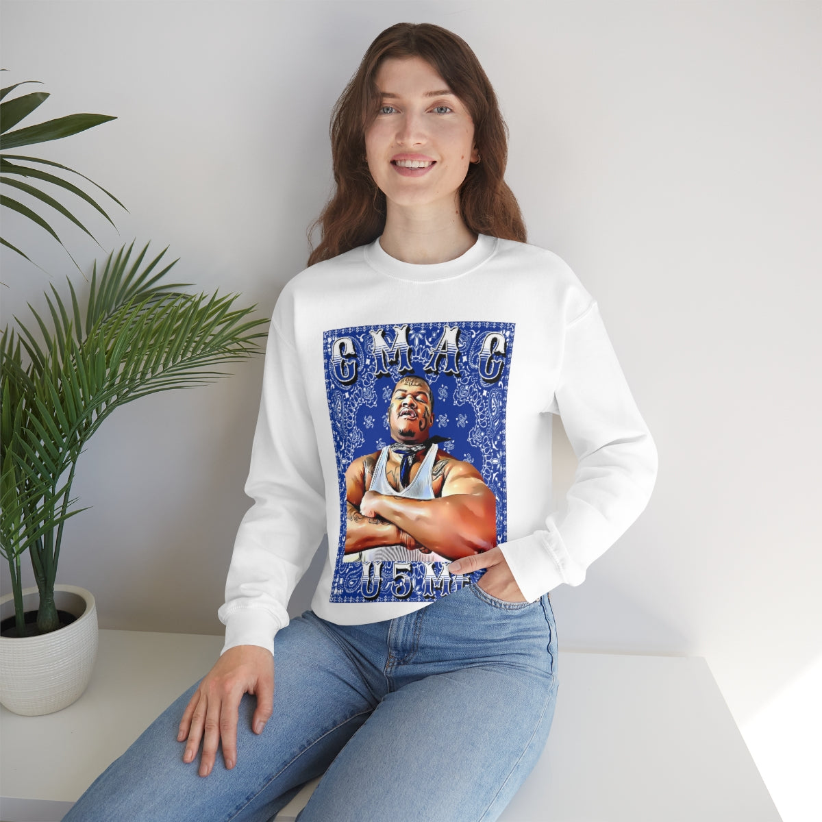 C Mac U 5 Me Crip Mac C Mac Da Loc 55 Crip Heavy Blend Crewneck Sweatshirt