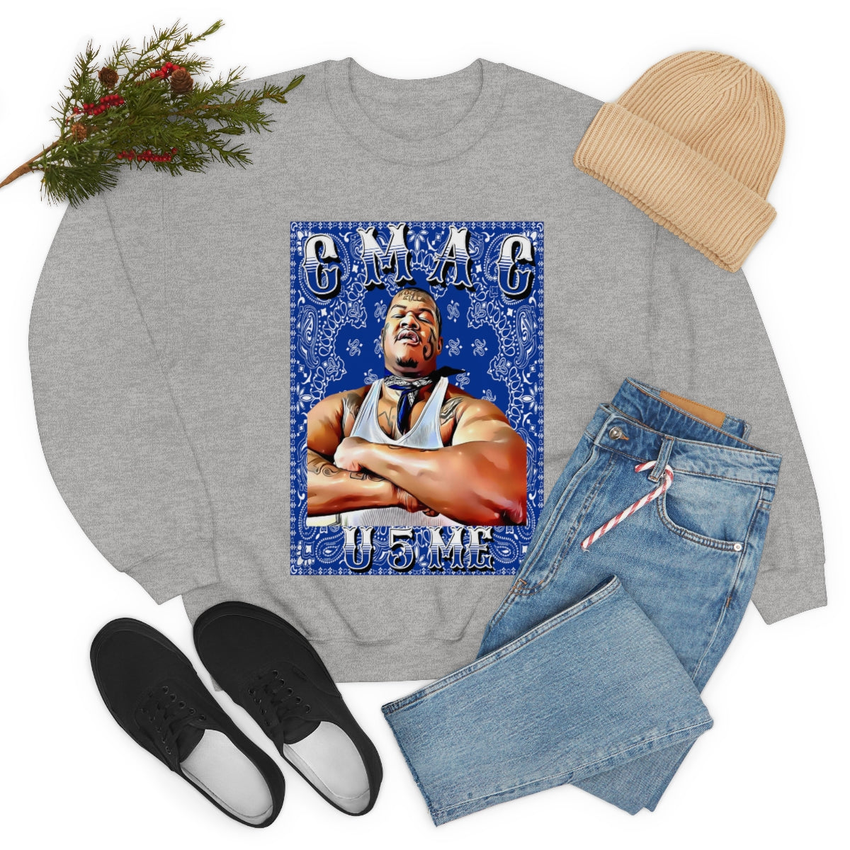 C Mac U 5 Me Crip Mac C Mac Da Loc 55 Crip Heavy Blend Crewneck Sweatshirt