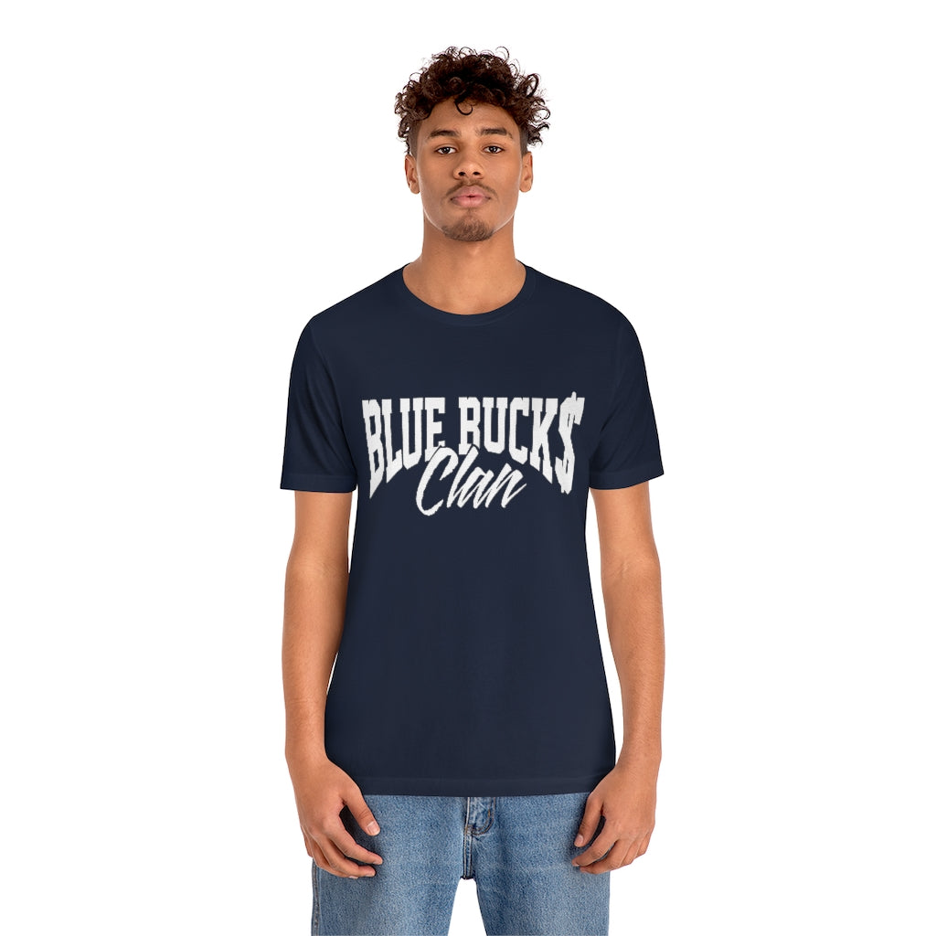 Blue Bucks Clan White Graphic Short Sleeve Tee