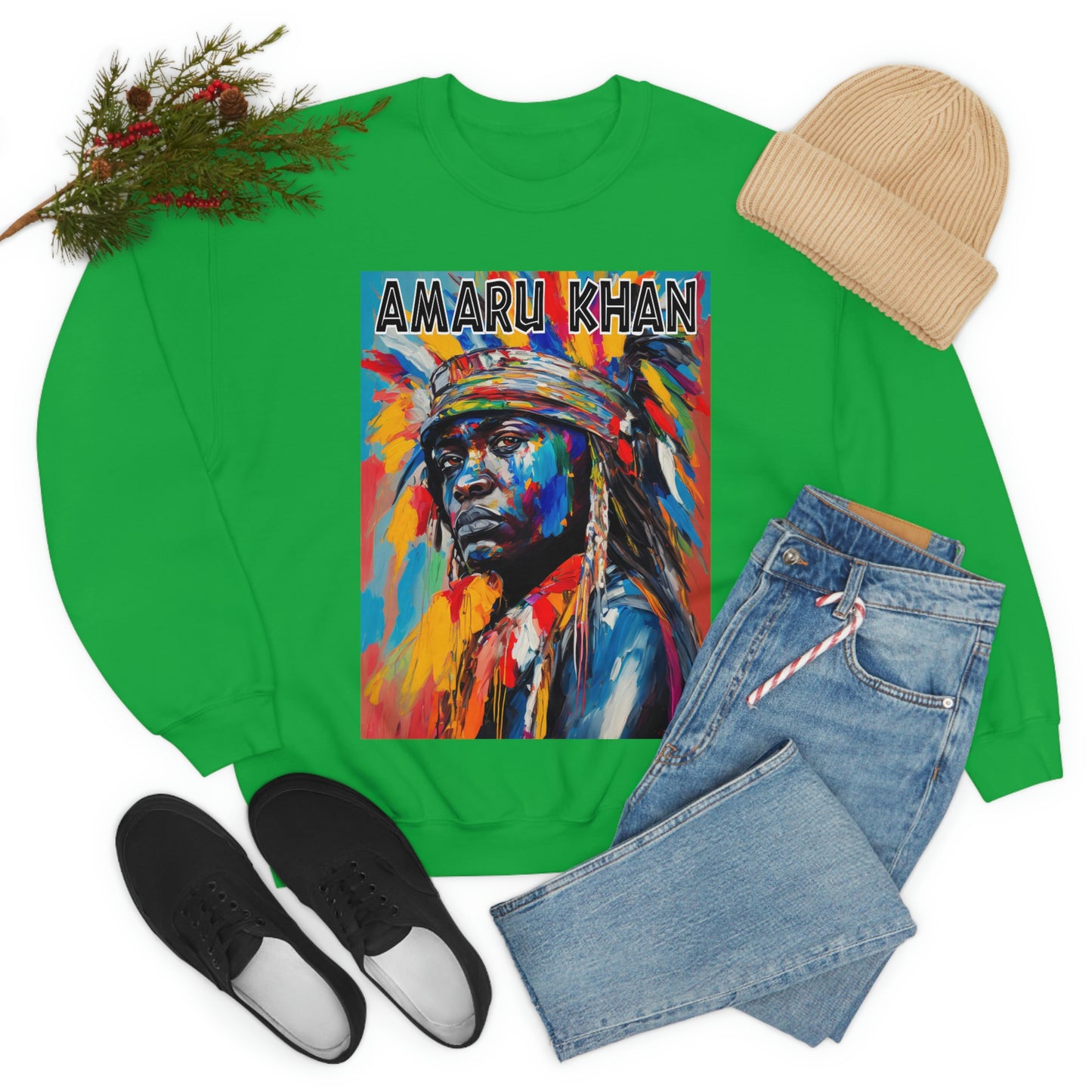 Amaru Khan Indigenous 1st Nation Niijii Heavy Blend Crewneck Sweatshirt