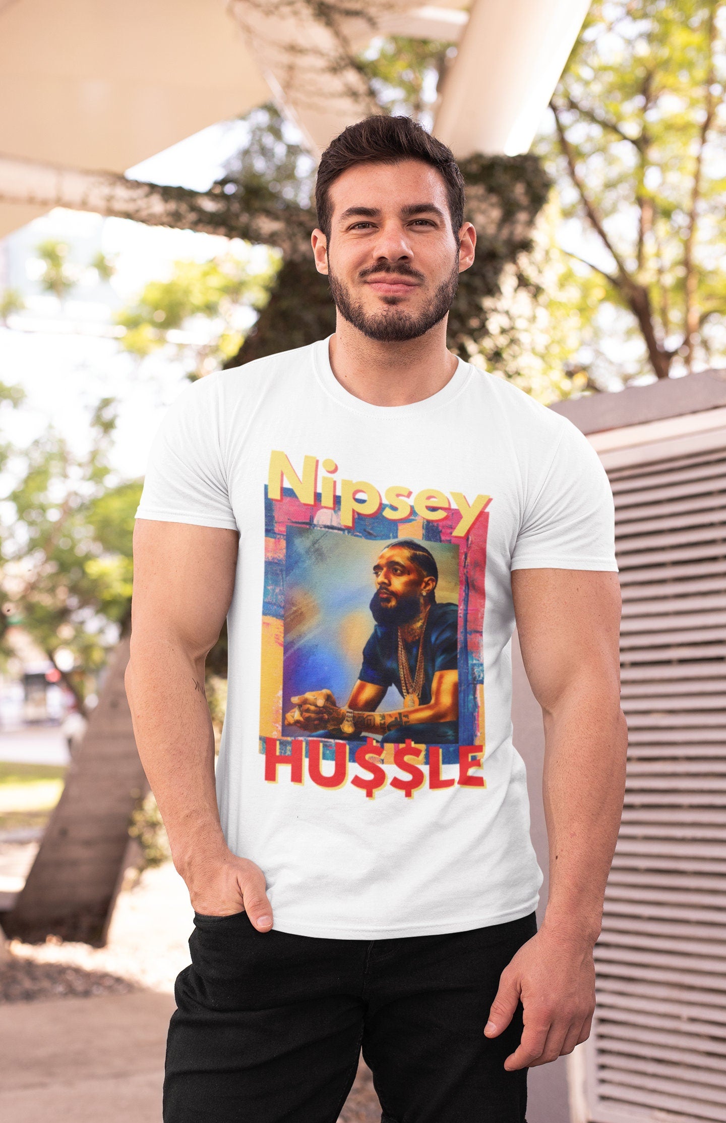 Clearance !!! Nipsey Hussle Men's Urban T Shirt Handmade Custom New!!
