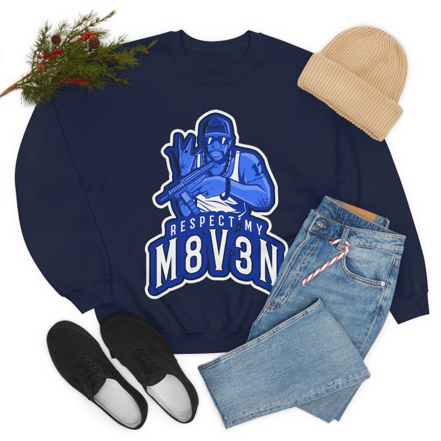 Respect My M8v3n Gansta Crip Heavy Blend™ Crewneck Sweatshirt