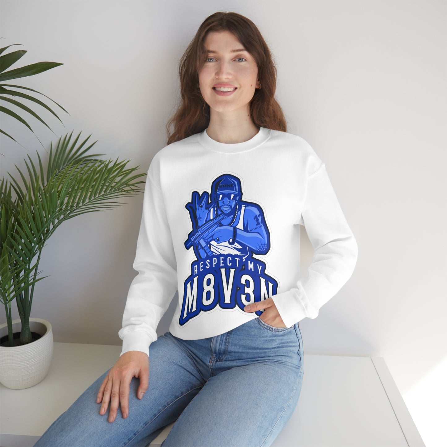 Respect My M8v3n Gansta Crip Heavy Blend™ Crewneck Sweatshirt