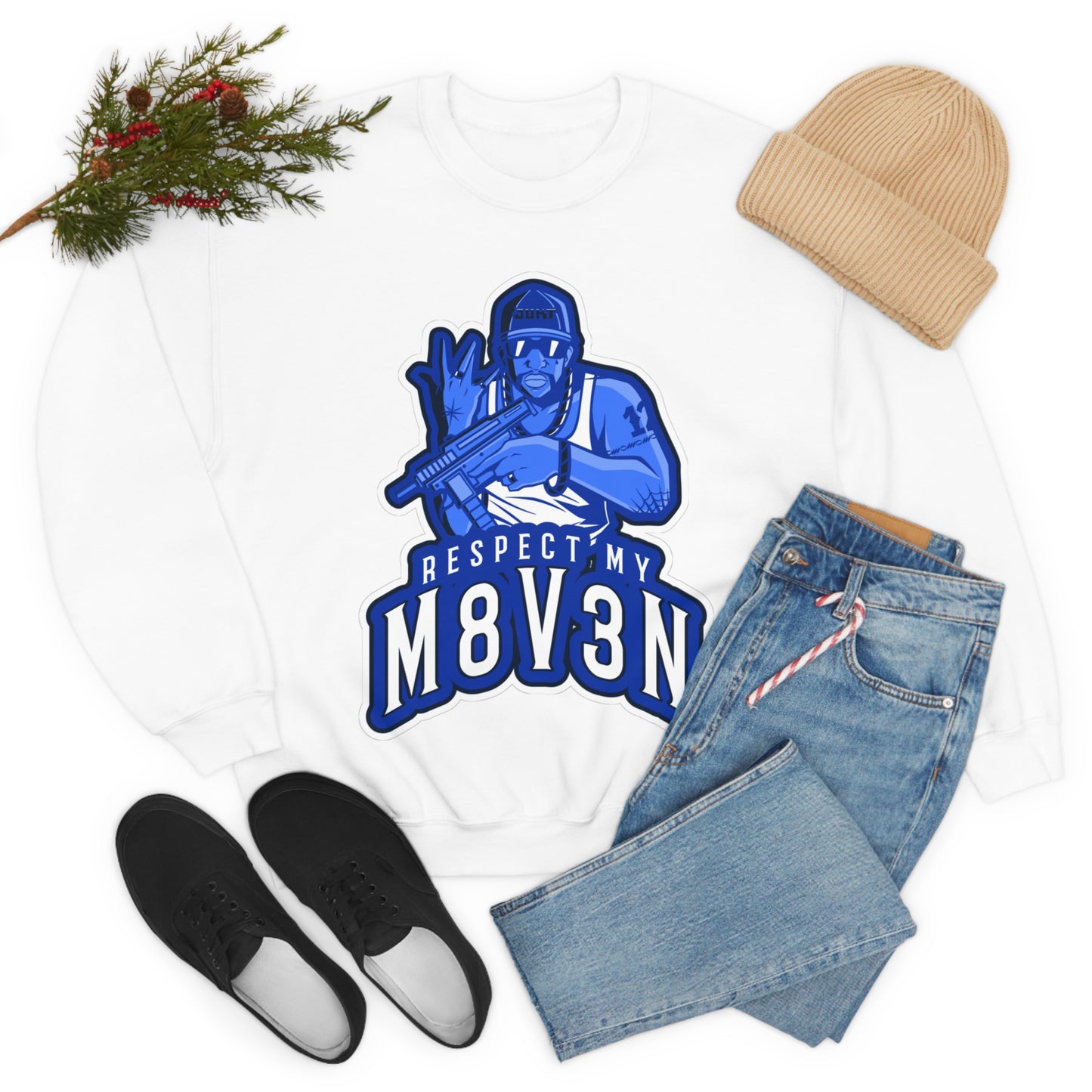 Respect My M8v3n Gansta Crip Heavy Blend™ Crewneck Sweatshirt