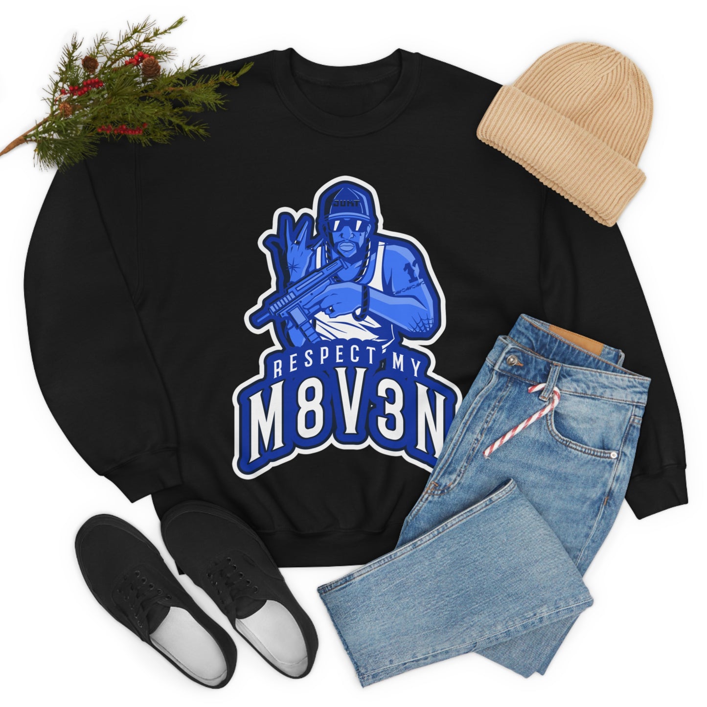 Respect My M8v3n Gansta Crip Heavy Blend™ Crewneck Sweatshirt