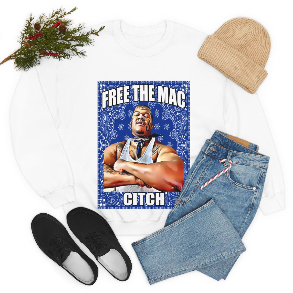 Free The Mac Citch C Mac Da Loc Crip Mac 55 Crip Heavy Blend Crewneck Sweatshirt