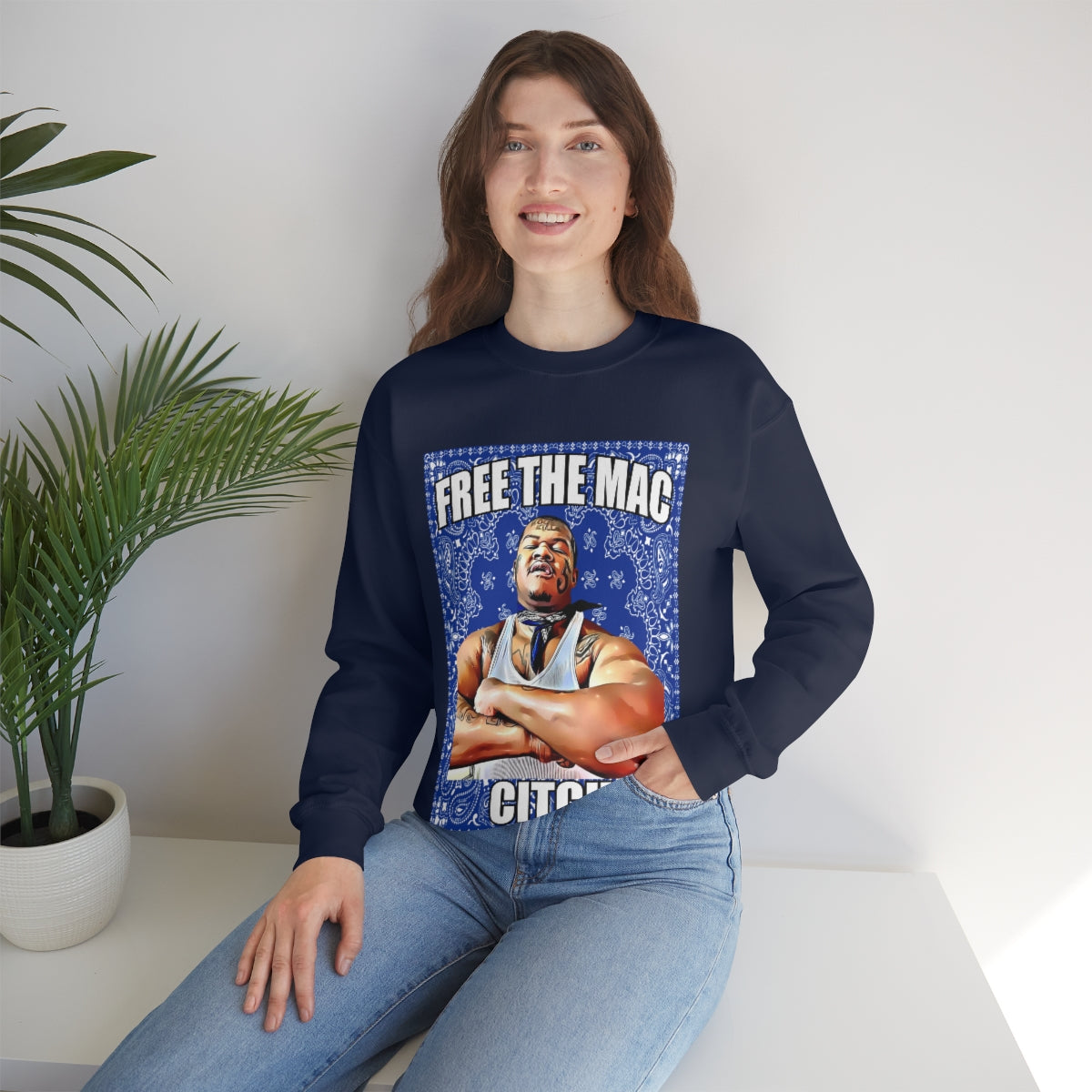 Free The Mac Citch C Mac Da Loc Crip Mac 55 Crip Heavy Blend Crewneck Sweatshirt