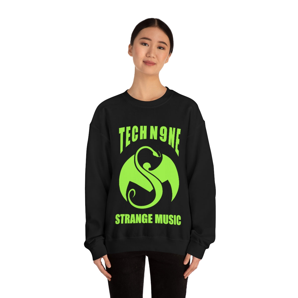 Tech N9ne Strange Music Neon Green Limited Merch Heavy Blend Crewneck Sweatshirt