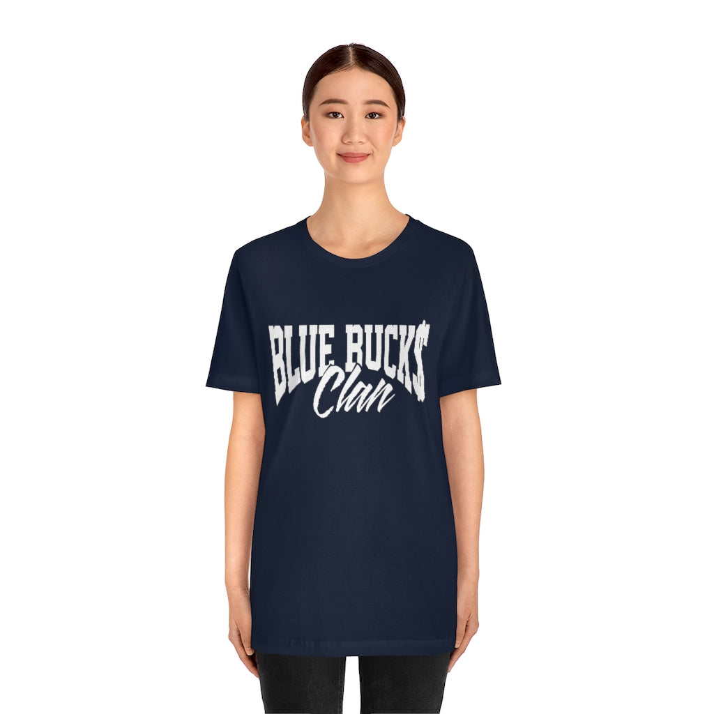 Blue Bucks Clan White Graphic Short Sleeve Tee