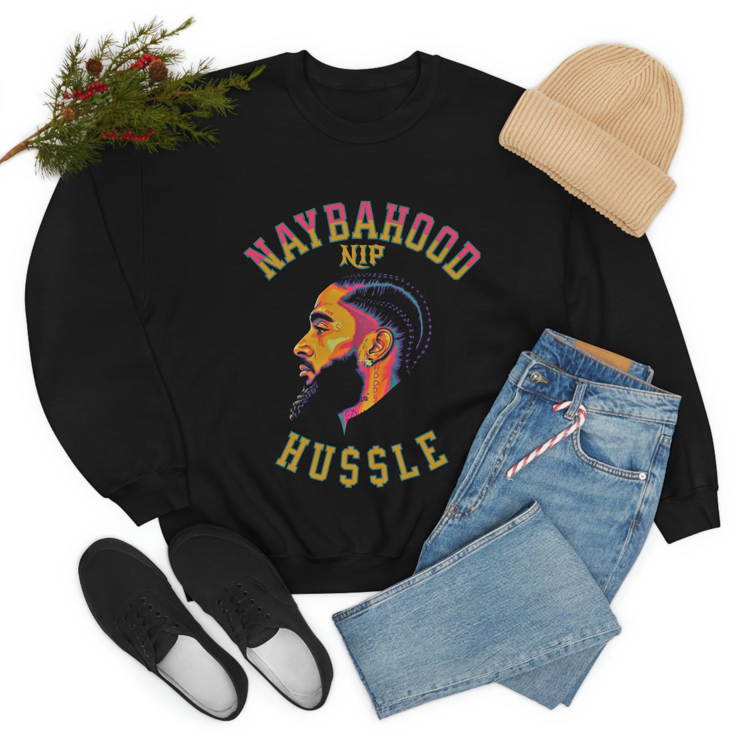 Naybahood Nip Hussle Nipsey Hussle Heavy Blend™ Crewneck Sweatshirt