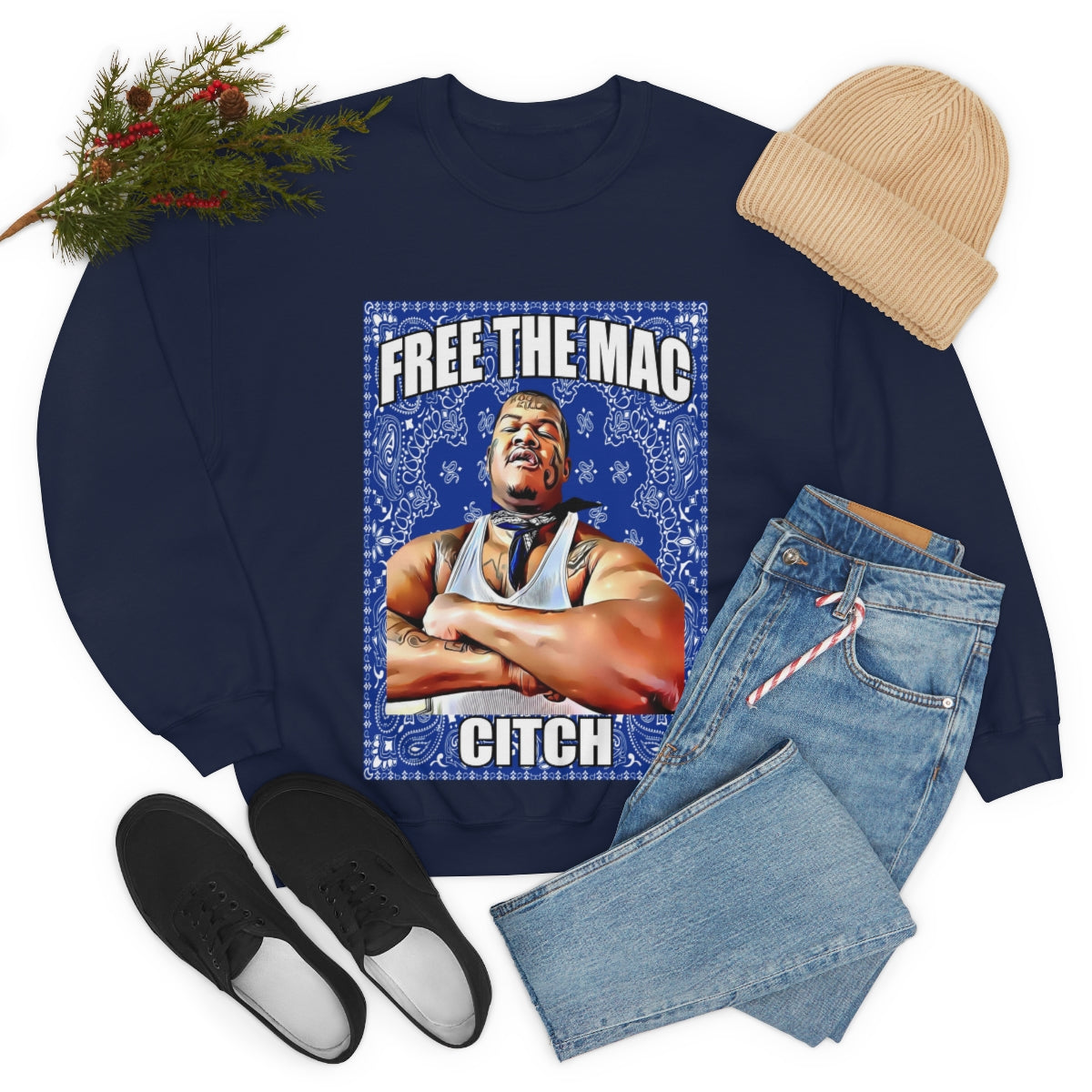 Free The Mac Citch C Mac Da Loc Crip Mac 55 Crip Heavy Blend Crewneck Sweatshirt