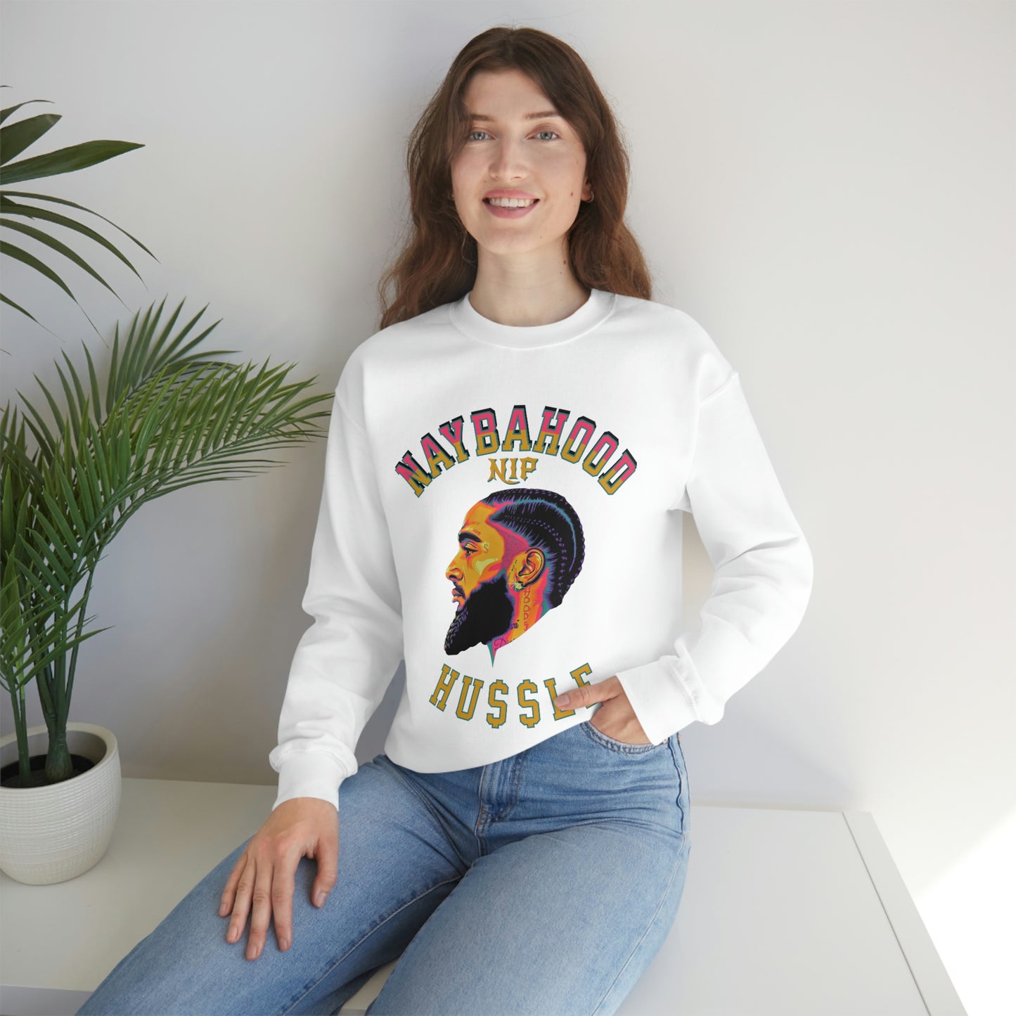 Naybahood Nip Hussle Nipsey Hussle Heavy Blend™ Crewneck Sweatshirt