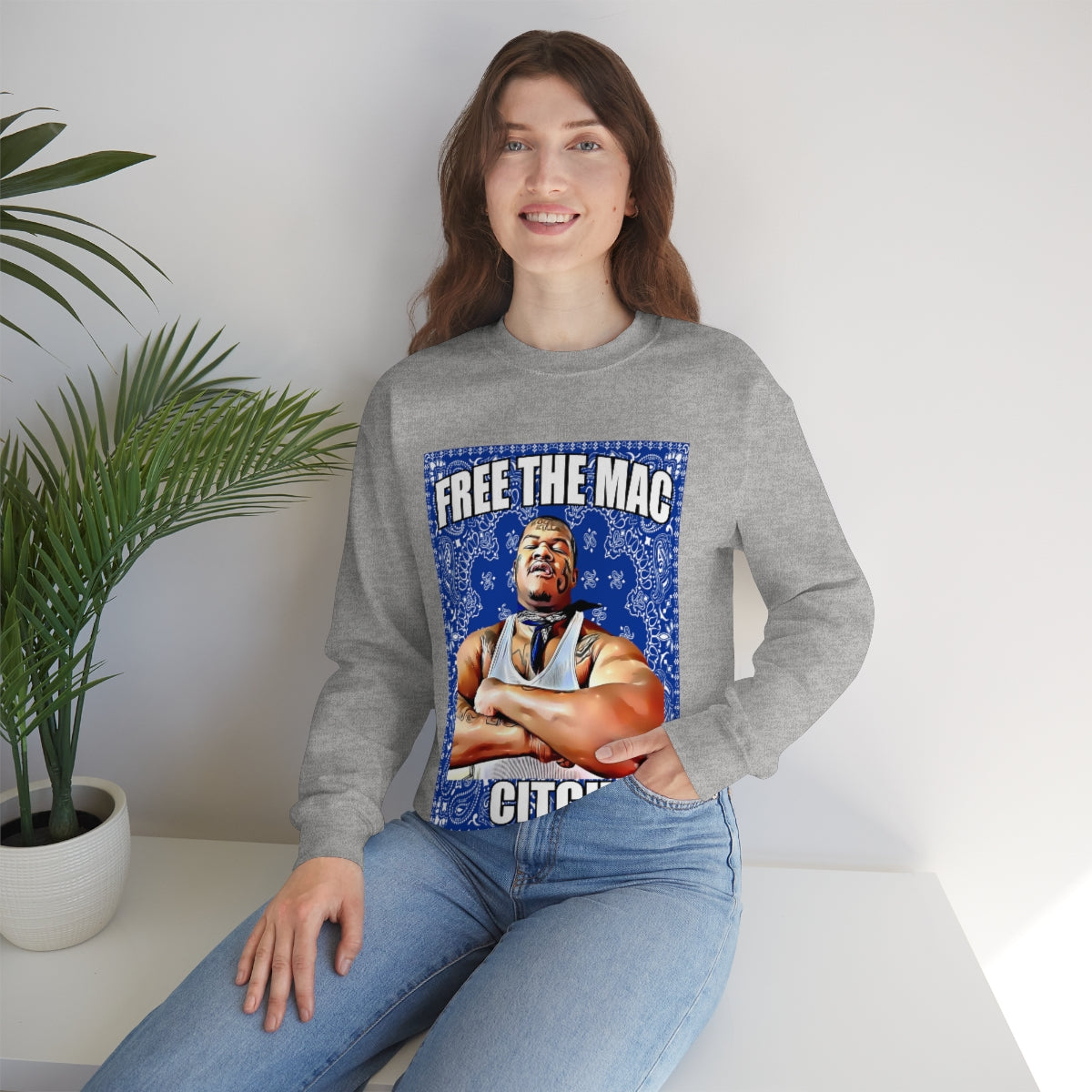 Free The Mac Citch C Mac Da Loc Crip Mac 55 Crip Heavy Blend Crewneck Sweatshirt