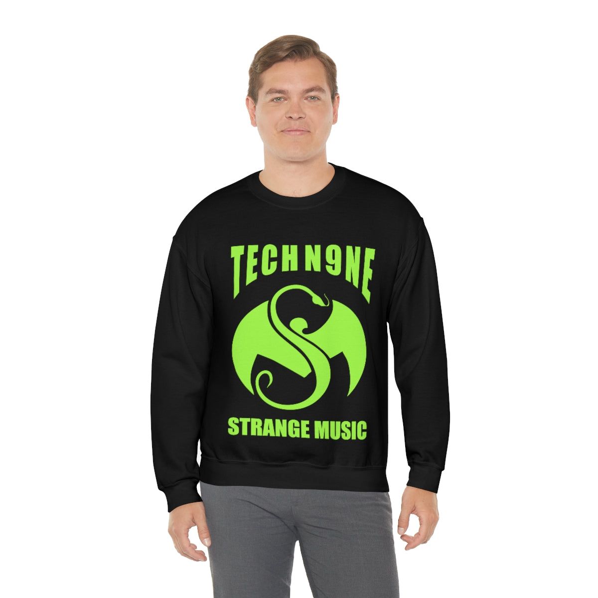 Tech N9ne Strange Music Neon Green Limited Merch Heavy Blend Crewneck Sweatshirt