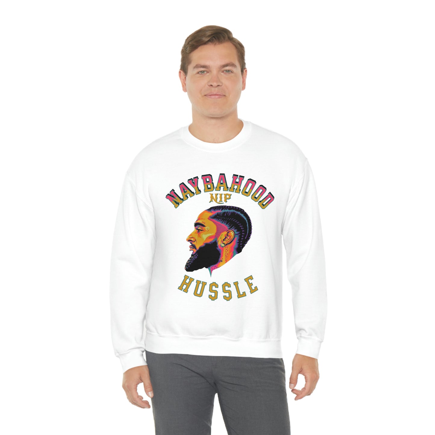 Naybahood Nip Hussle Nipsey Hussle Heavy Blend™ Crewneck Sweatshirt