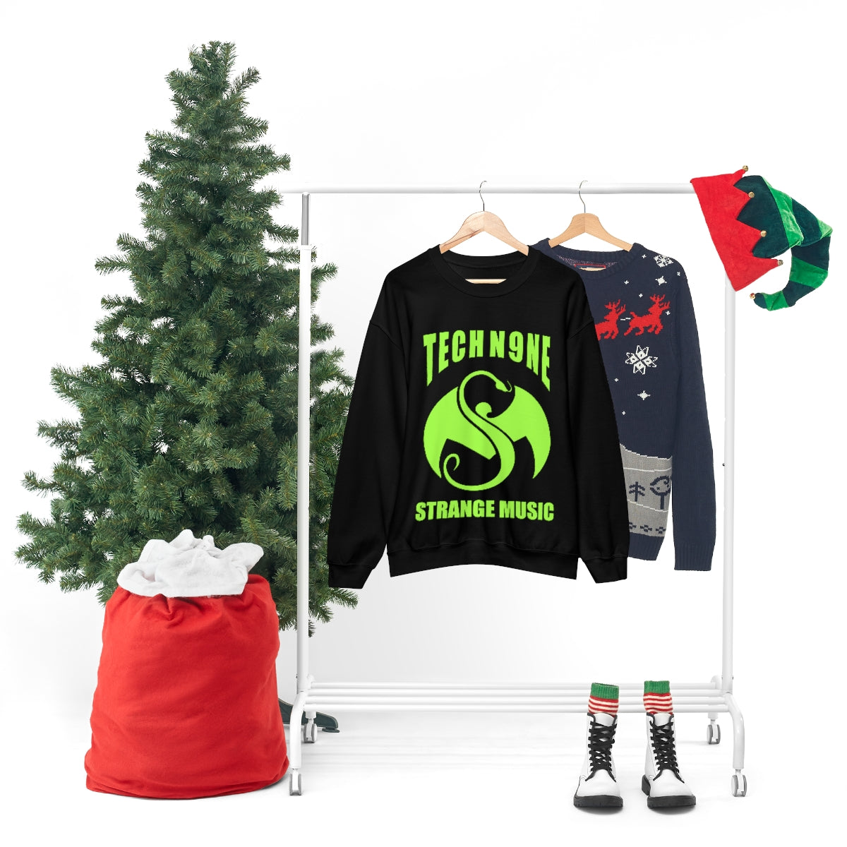 Tech N9ne Strange Music Neon Green Limited Merch Heavy Blend Crewneck Sweatshirt