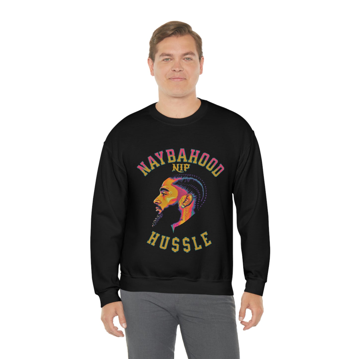 Naybahood Nip Hussle Nipsey Hussle Heavy Blend™ Crewneck Sweatshirt