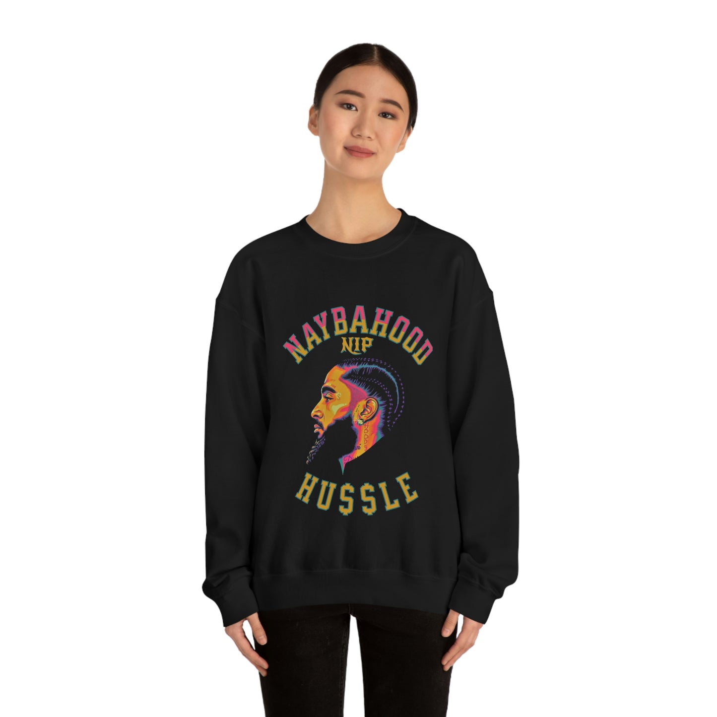 Naybahood Nip Hussle Nipsey Hussle Heavy Blend™ Crewneck Sweatshirt