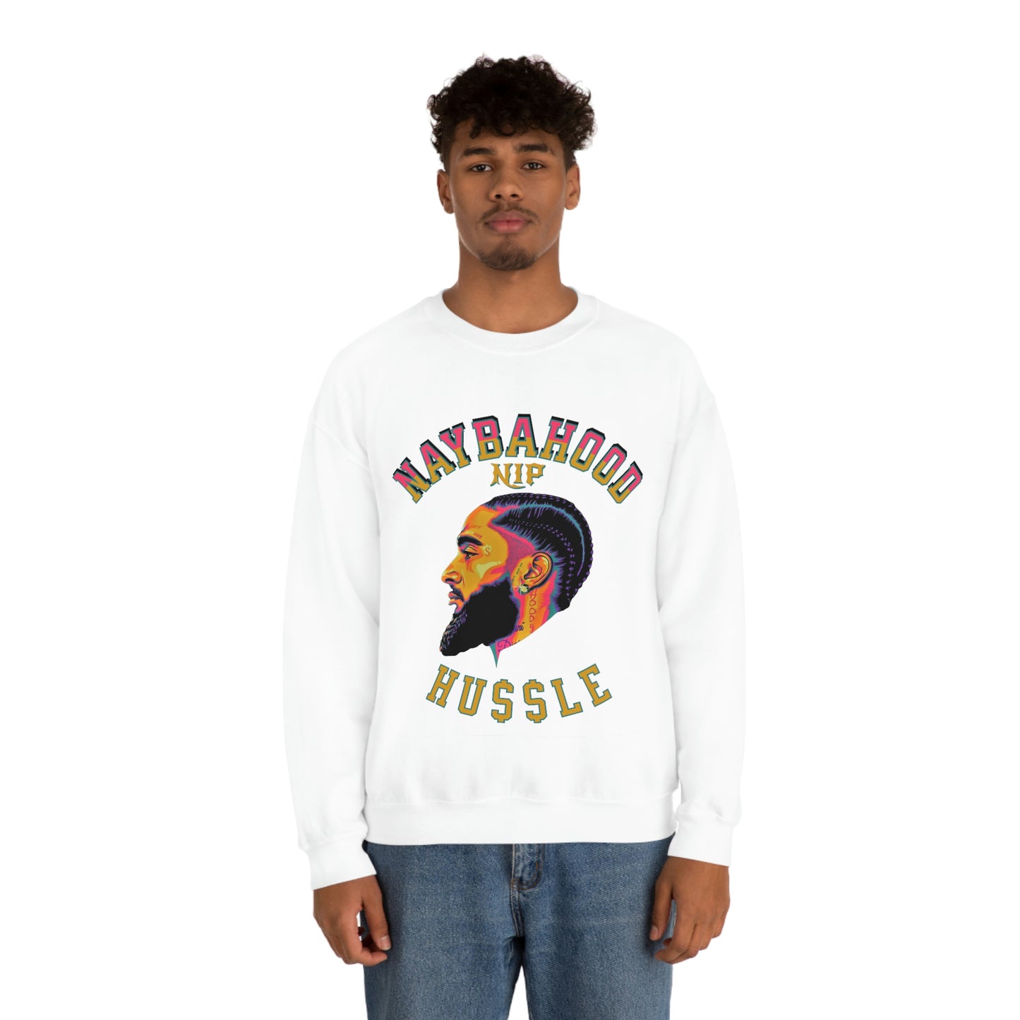 Naybahood Nip Hussle Nipsey Hussle Heavy Blend™ Crewneck Sweatshirt