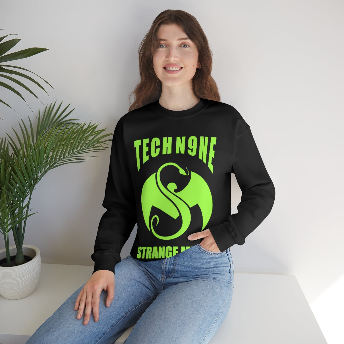 Tech N9ne Strange Music Neon Green Limited Merch Heavy Blend Crewneck Sweatshirt