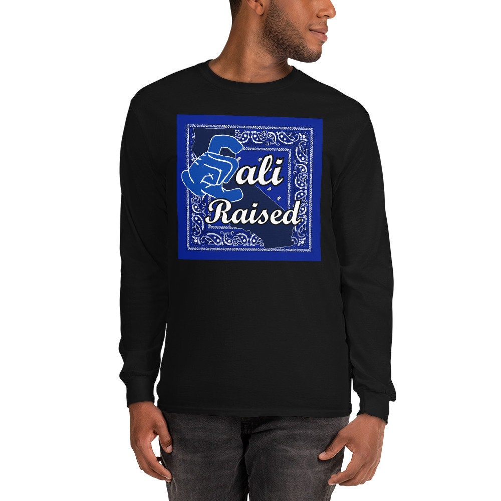 Cali Raised Blue Bandana Men’s Long Sleeve Shirt