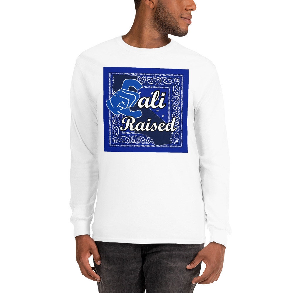 Cali Raised Blue Bandana Men’s Long Sleeve Shirt