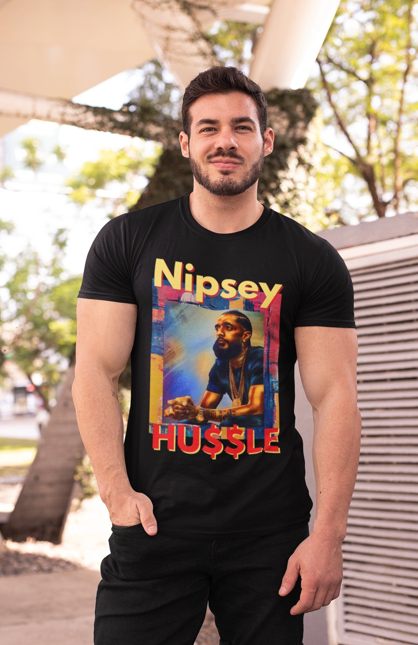 Clearance !!! Nipsey Hussle Men's Urban T Shirt Handmade Custom New!!