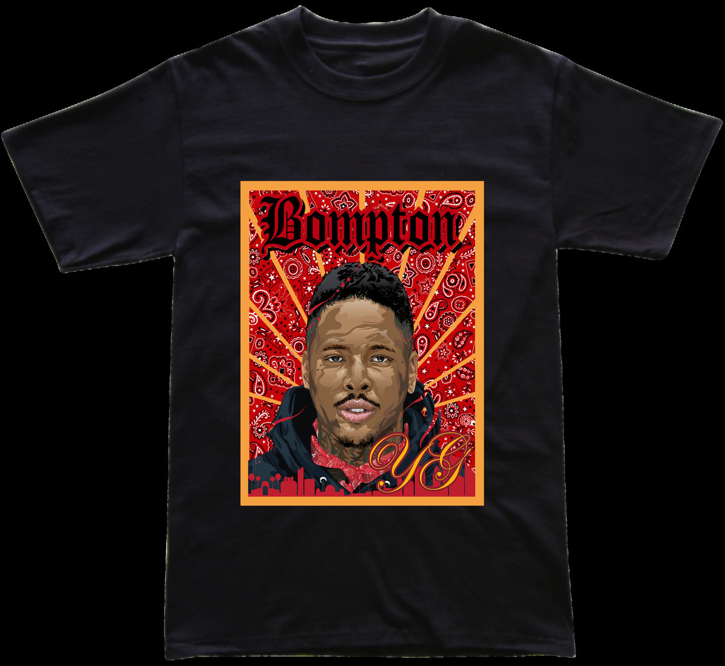 YG 400 Red Bandana Bompton Graphic T Shirt Handmade New!!