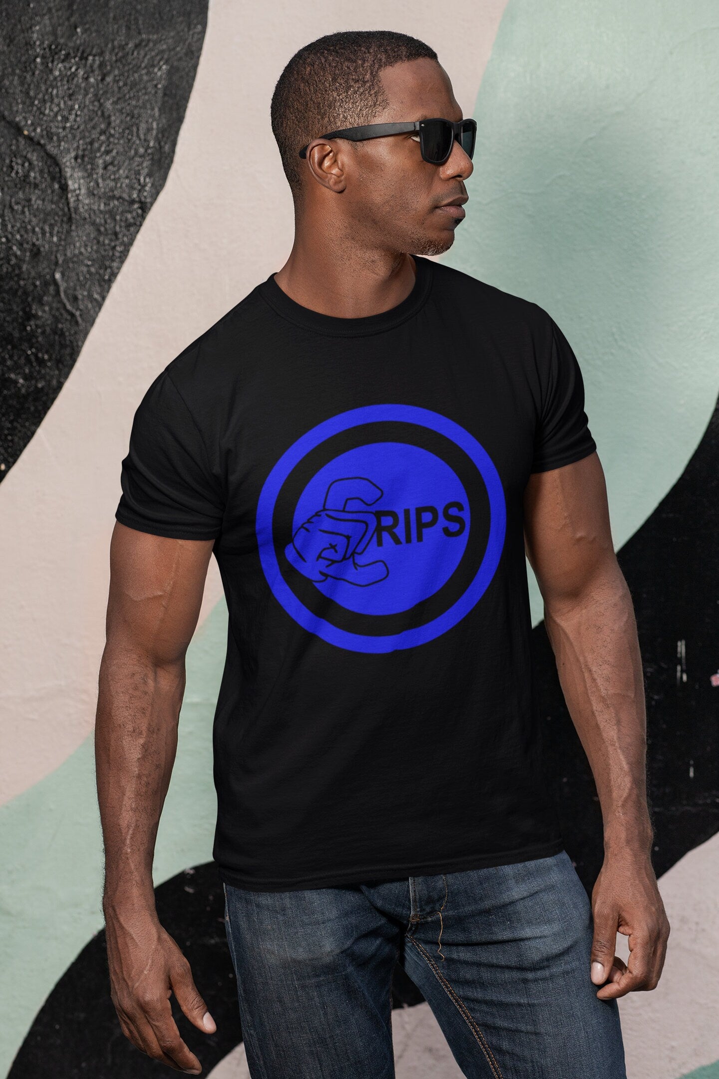 Crip Logo Hand Sign (Blue) T Shirt Handmade Custom New!!