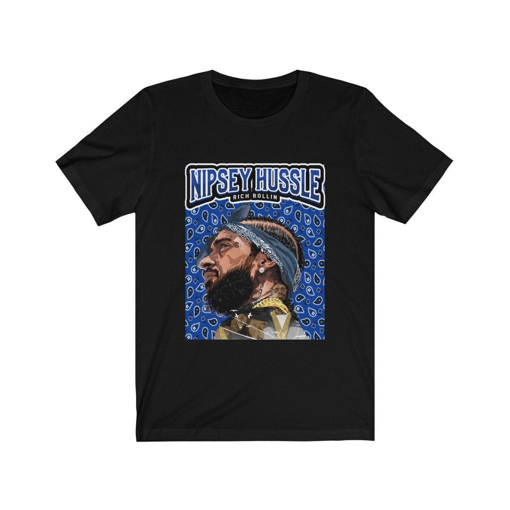 Nipsey Hussle Blue Bandana Rich Rollin' Short Sleeve Tee