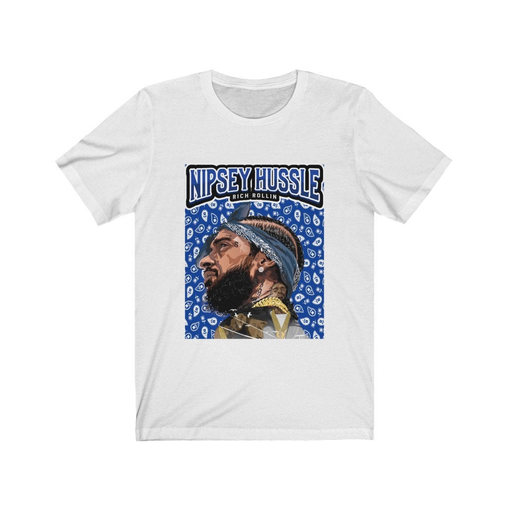 Nipsey Hussle Blue Bandana Rich Rollin' Short Sleeve Tee